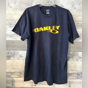 Oakley Men's Navy Tee with Yellow Logo